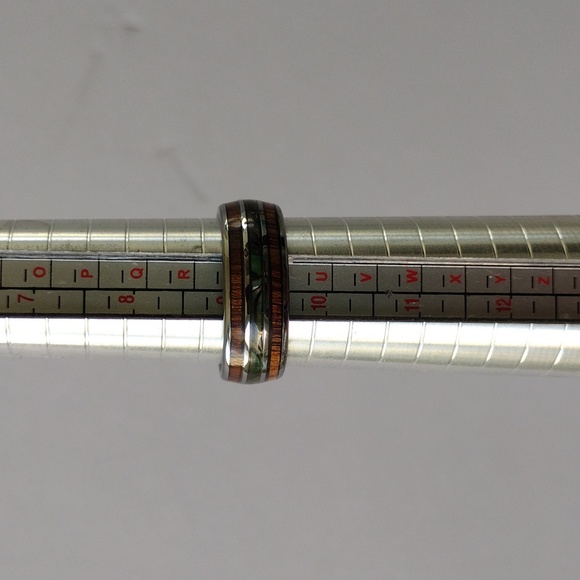 Tungsten Carbide Hawaiian Koa Wood and Abalone Shell Wedding Band Ring Size 9.5 - Picture 11 of 11